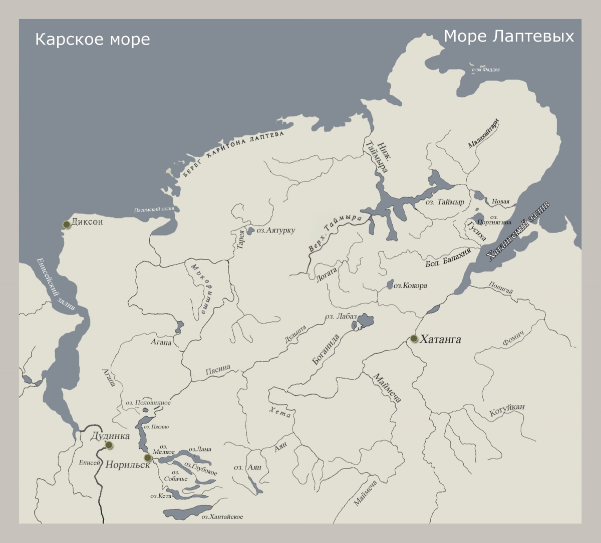 Карта таймыра с населенными пунктами